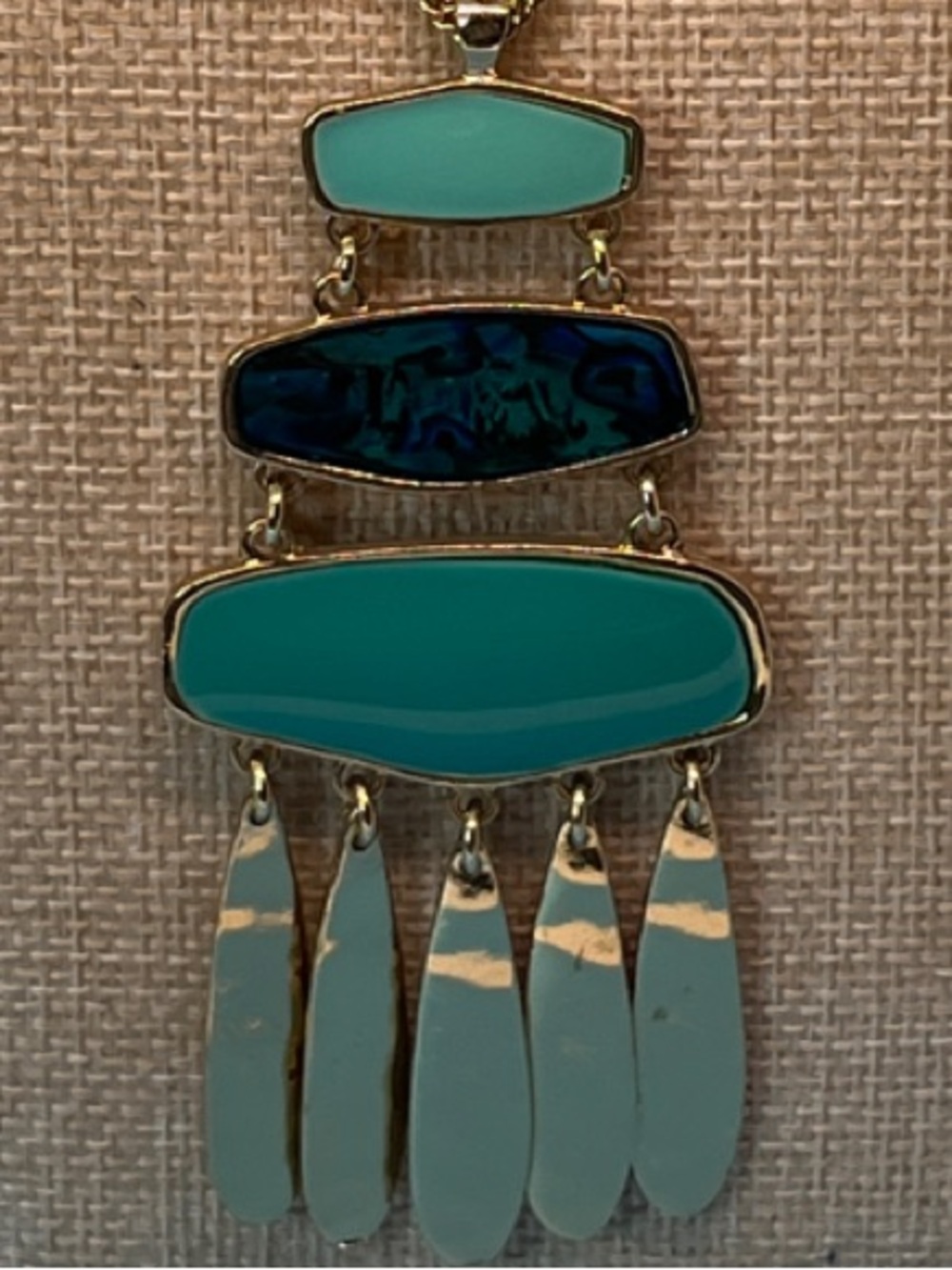 #0003 Erica Lyons Gold-Tone Necklace with Teal and Turquoise Stones